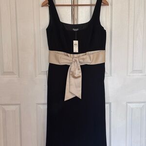 Ann Taylor Black Midi Dress with Cream Accent